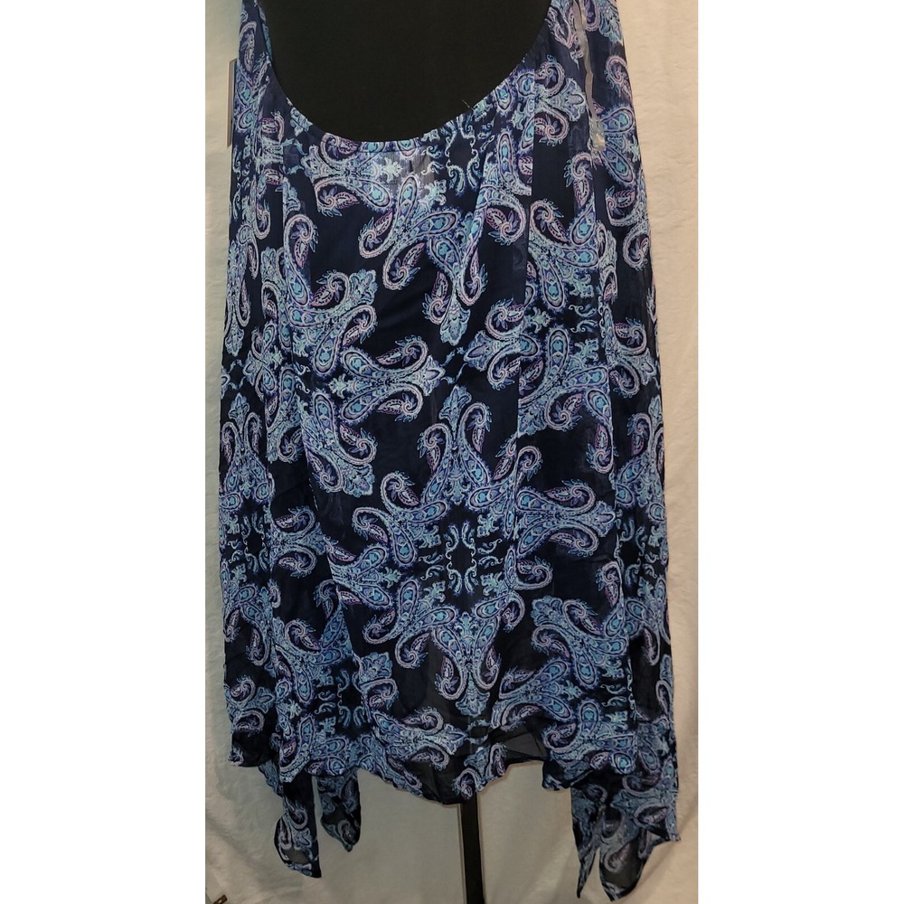 NWT Ellen Tracy Co. XL Navy Blue Halter Dress Paisley Sheer Swimsuit CoverUp - Picture 7 of 13
